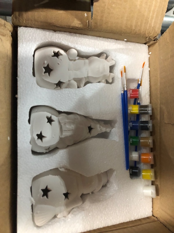 Photo 1 of Suzile 6 Pcs 5 Inch Ceramic Christmas Santa Snowman Tree Figurines Paint Craft Kit 