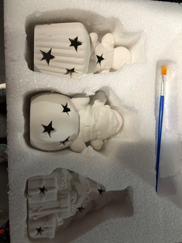 Photo 1 of Suzile 6 Pcs 5 Inch Ceramic Christmas Santa Snowman Tree Figurines Paint Craft Kit 