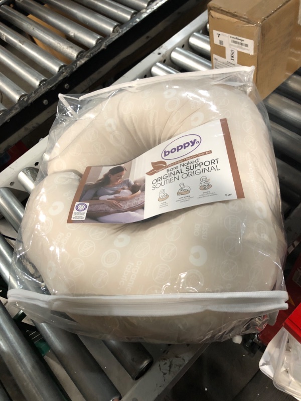 Photo 1 of Boppy Original Support Nursing Pillow, Gray Taupe Leaves, Ergonomic Breastfeeding, Bottle Feeding, and Bonding, Firm Hypoallergenic Fiber Fill, Removable Cover, Machine Washable