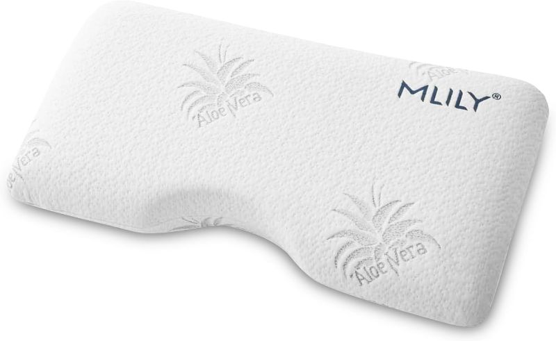 Photo 1 of MLILY Side Sleeper Pillow, Cervical Pillow for Neck Pain, Cool Bamboo Charcoal Infused Memory Foam Pillow, Aloe Vera Skin Friendly, Medium Firm, 30x16 Inches
