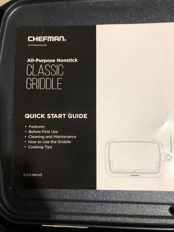 Photo 4 of Chefman Electric Griddle with Removable Temperature Control, Immersible Flat Top Grill, Burger, Eggs, Pancake Griddle, Nonstick Easy Clean Cooking Surface, Slide Out Drip Tray, 10 x 16 Inch 10" x 16"