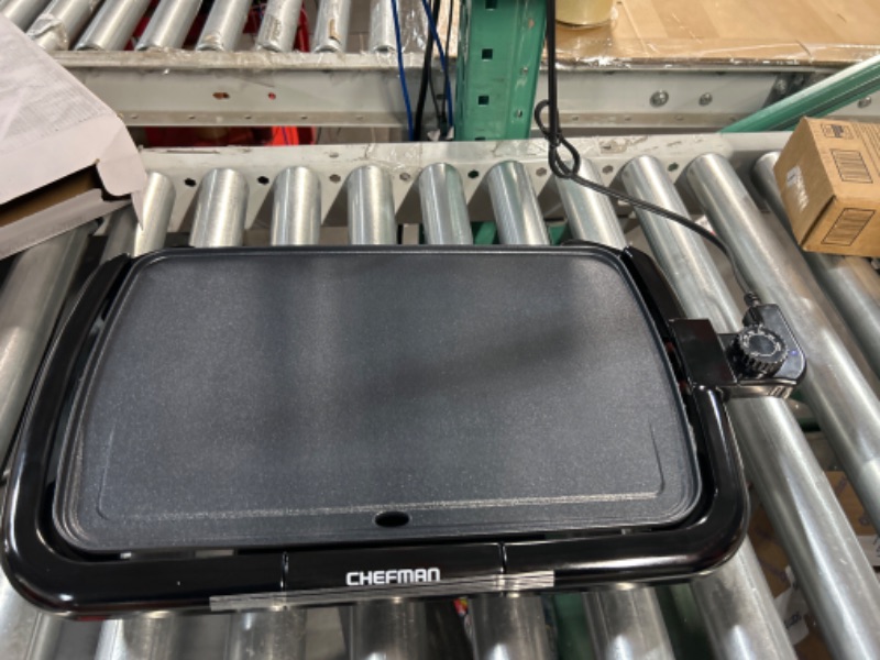 Photo 2 of Chefman Electric Griddle with Removable Temperature Control, Immersible Flat Top Grill, Burger, Eggs, Pancake Griddle, Nonstick Easy Clean Cooking Surface, Slide Out Drip Tray, 10 x 16 Inch 10" x 16"