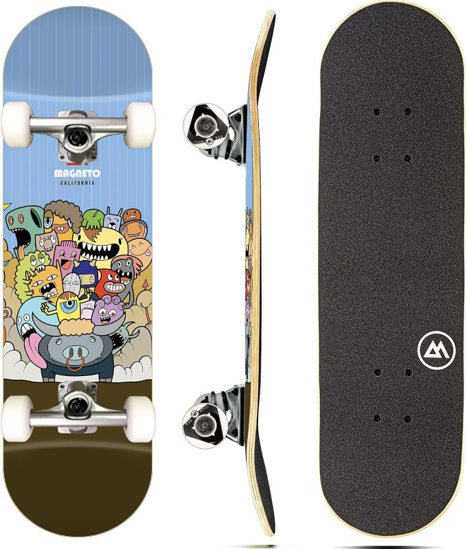 Photo 1 of (MINOR DAMAGE/ SEE NOTES) Magneto Complete Skateboard | 9-Layer Maple Wood | ABEC 5 Bearings 