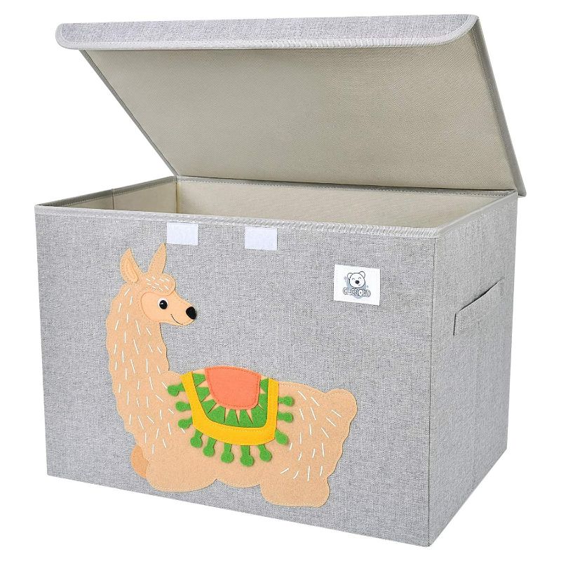 Photo 1 of CLCROBD Foldable Large Kids Toy Chest with Flip-Top Lid, Collapsible Fabric Animal Toy Storage  , Children and Baby Nursery (Llama)