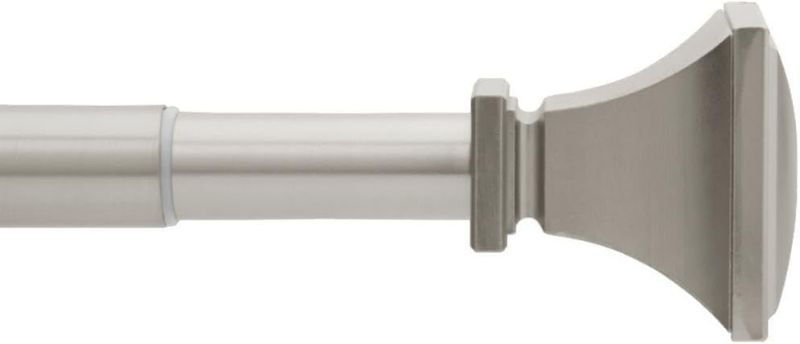 Photo 1 of 36 in. - 72 in. Mix and Match Telescoping 1 in. Single Curtain Rod in Brushed Nickel
