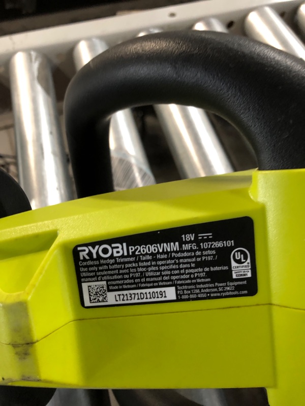 Photo 3 of (PARTS ONLY/NO REFUNDS) RYOBI ONE+ 22 in. 18-Volt Lithium-Ion Cordless Battery Hedge Trimmer (Tool Only)