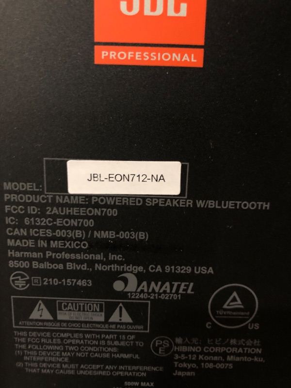 Photo 3 of JBL Professional EON712 Powered PA Loudspeaker with Bluetooth, 12-inch ,Black 12-Inch Speaker Reinforcement