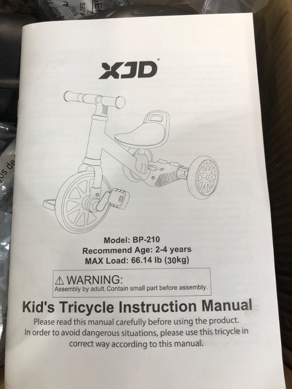 Photo 3 of XJD 3 in 1 Kids Tricycles for 10 Month to 3 Years Old Toddler Bike Kids Trike Boys Girls Trikes