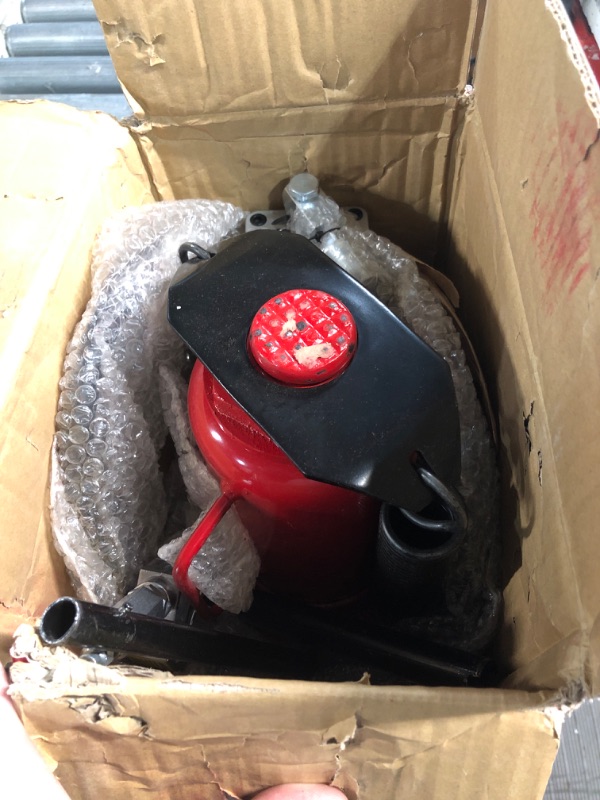 Photo 2 of BIG RED TA92006 Torin Pneumatic Air Hydraulic Bottle Jack with Manual Hand Pump, 20 Ton Capacity, Red & T92007A Torin Hydraulic Stubby Low Profile Welded Bottle Jack