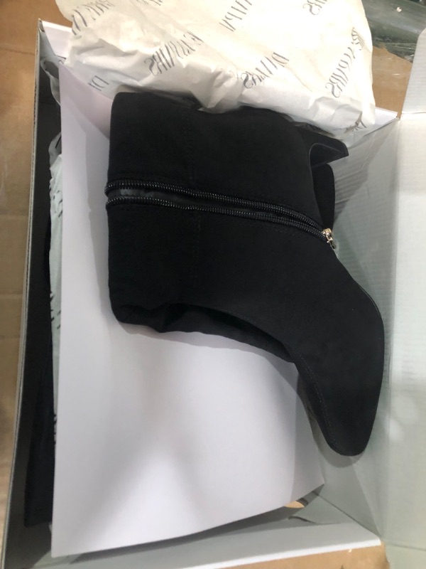 Photo 3 of Dream Pairs Women S Knee High Suede Chunky Heel Side Zipper Fashion Boots DKB211 BLACK Size 7.5
