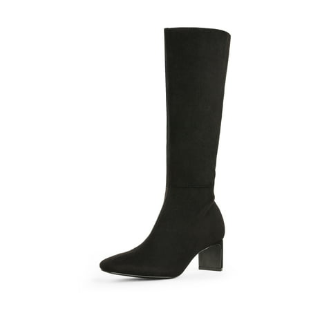 Photo 1 of Dream Pairs Women S Knee High Suede Chunky Heel Side Zipper Fashion Boots DKB211 BLACK Size 7.5
