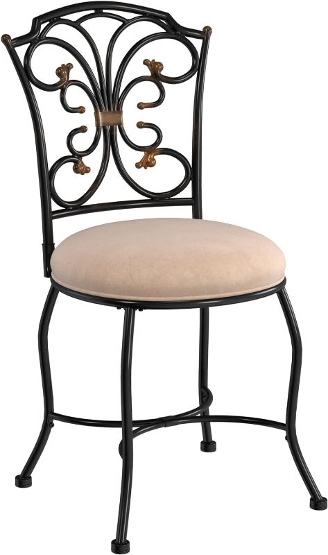 Photo 1 of *MISSING HARDWARE*
Hillsdale Furniture Sparta Vanity Stool, black with gold highlighted accents