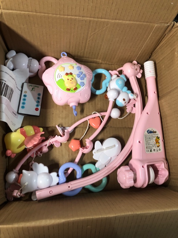 Photo 4 of Baby Mobile for Crib with Music and Lights, Remote and Projection. Pack and Play Toys for Ages 0+ Months (Pink-Bee)