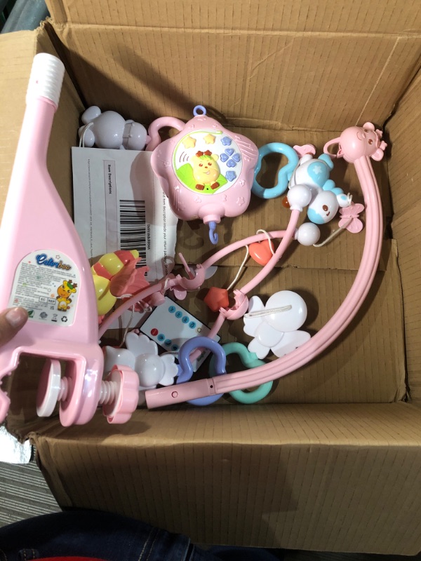 Photo 2 of Baby Mobile for Crib with Music and Lights, Remote and Projection. Pack and Play Toys for Ages 0+ Months (Pink-Bee)