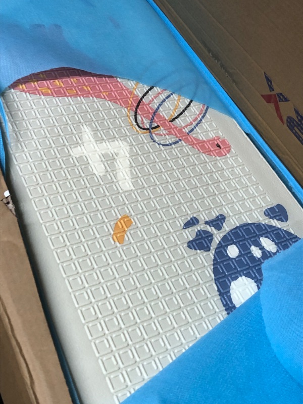 Photo 1 of 79"x 71" x 0.6" Extra Large Waterproof Foldable Baby Floor Play Mat, XPE Foam Playmat for Infants Babies from Newborns to Toddlers, Crawl to Walk, Reversible & Portable Playmat Dino and Track Pattern Dino 79"x 71" x 0.6"