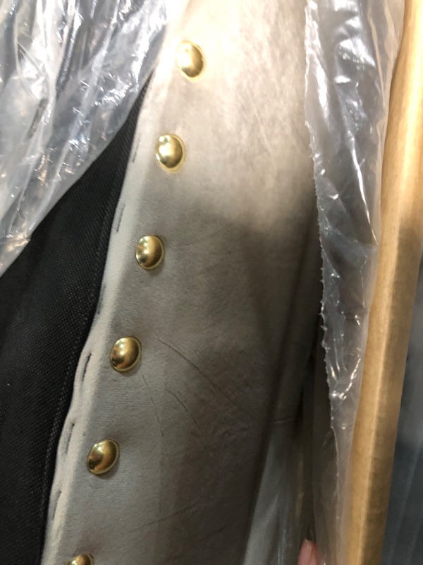 Photo 1 of 24KF Velvet Modern Upholstered Tufted Button Storage Bench with Studded Nails for Living Room 5076- Taupe Taupe Bench 48"L storage bench