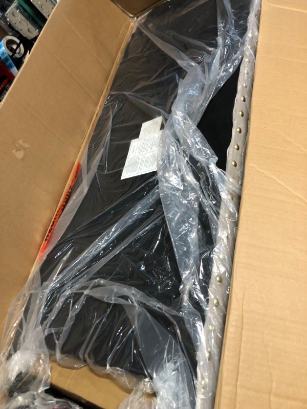 Photo 1 of 24KF Velvet Modern Upholstered Tufted Button Storage Bench with Studded Nails for Living Room 5076- Taupe Taupe Bench 48"L storage bench