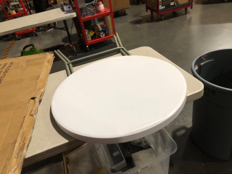 Photo 5 of ***DAMAGED - BENT - SEE PICTURES***
EMMA + OLIVER 2.6-Foot Round Granite White Plastic Bar Height Folding Event Table