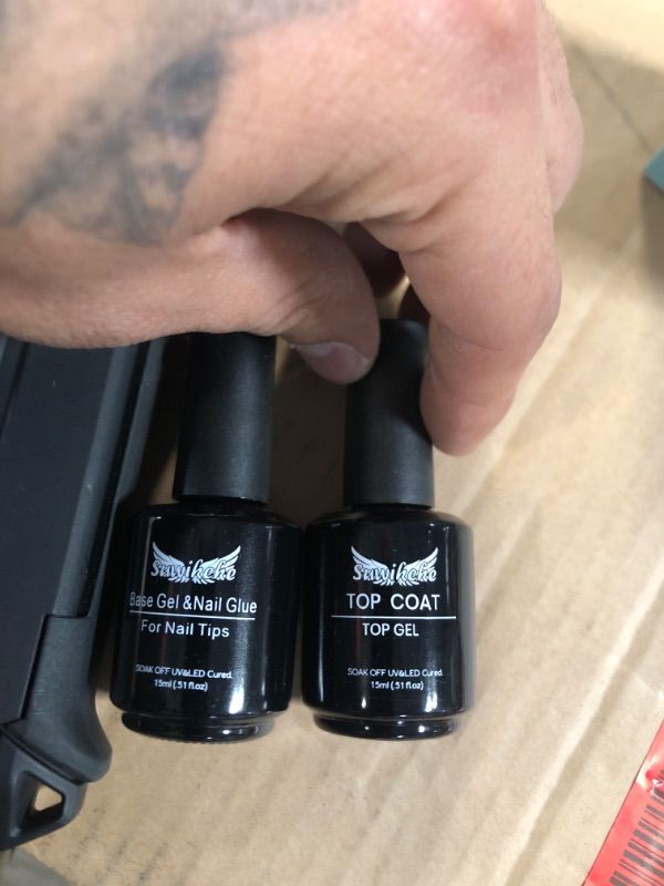 Photo 1 of 2 PACK Nail Glue, 6 in 1 Gel Nail Glue, Super Strong Gel X Nail Glue UV Nail Glue Gel for Nail Tips with Gel Top Coat