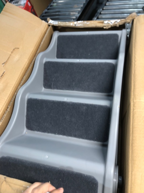 Photo 3 of Amazon Basics Foldable Steps for Dogs and Cats, Grey 14.6"X22.75"X19.5" Foldable Grey