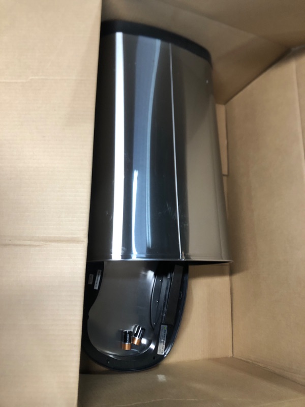 Photo 2 of **NON REFUMNDABLE NO RETURN SOLD AS IS***
**PARTS ONLY**N DZT-50-13 Automatic Touchless Motion Sensor Oval Trash Can with Black Top, 13 gallon/50 L, Stainless Steel 13 Gal. 50 L Stainless Steel