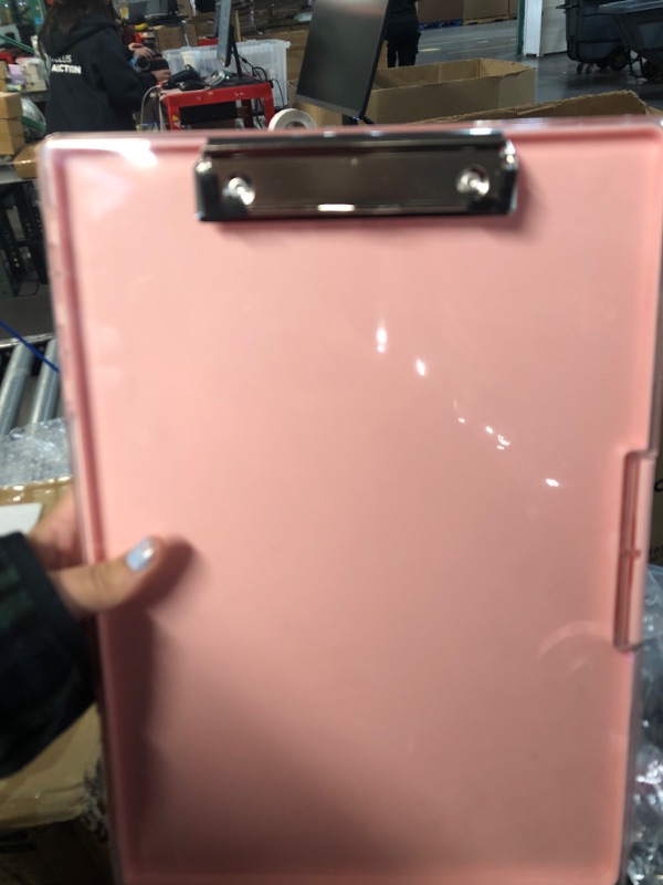 Photo 2 of Rimilak Plastic Clipboard with Storage, Side Opening Clip Boards with 2 Storage Case, High Capacity Nursing Clipboards with Heavy Duty Clips for Work School Office Supplies, Pink