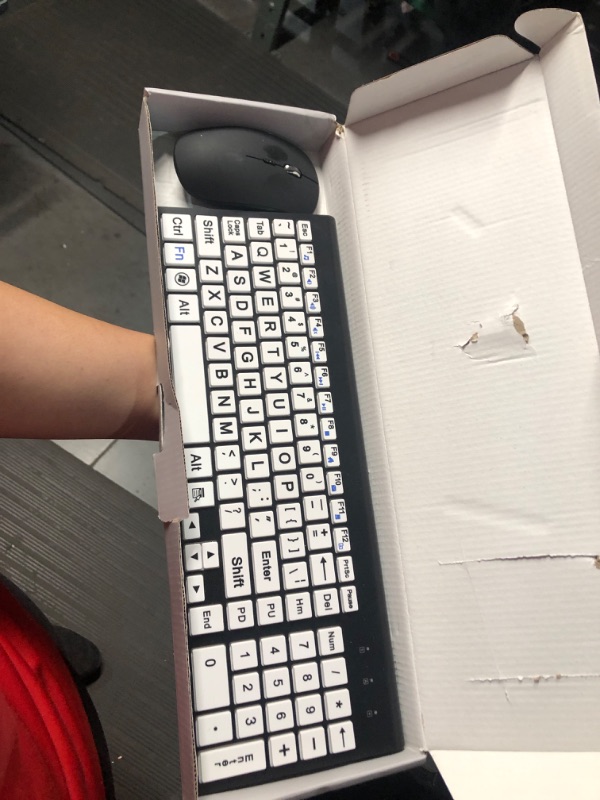 Photo 2 of Full Size Large Print 2.4g Wireless Keyboard nd Mouse with Oversized Print for Kids Visually Impaired Low Vision Individuals