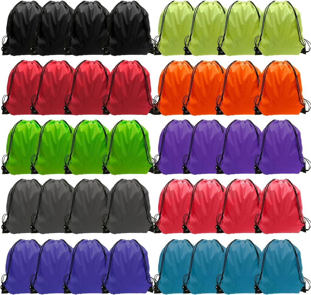 Photo 1 of GoodtoU Drawstring Backpack 40 Pcs Cinch Bags Drawstring Bags Bulk Nylon Draw String Sport Bag, 10 Colors