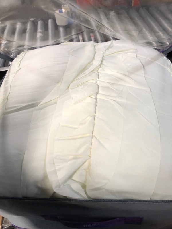 Photo 1 of Lush Decor C07815P13 Belle Ivory Comforter Ruffled Shabby Chic 4 Piece Set with Bed Skirt and 2 Pillow Shams, Full/Queen Ivory Full/Queen Comforter Set