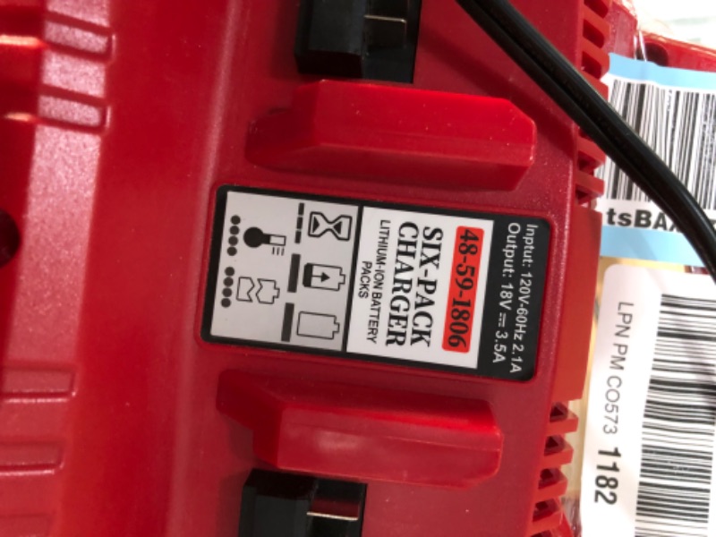 Photo 3 of JYJZPB Six Port Charging Station Compatible for Milwaukee 18V Battery Compatible to Milwaukee M-18 Tools Six Pack Sequential Replacement for Milwaukee Charger Compatible for M-18 Battery