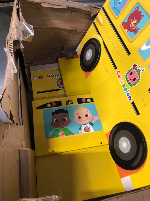 Photo 1 of *USED - POSSIBLY MISSING PARTS* Delta Children CoComelon School Bus Toy Box - Greenguard Gold Certified
