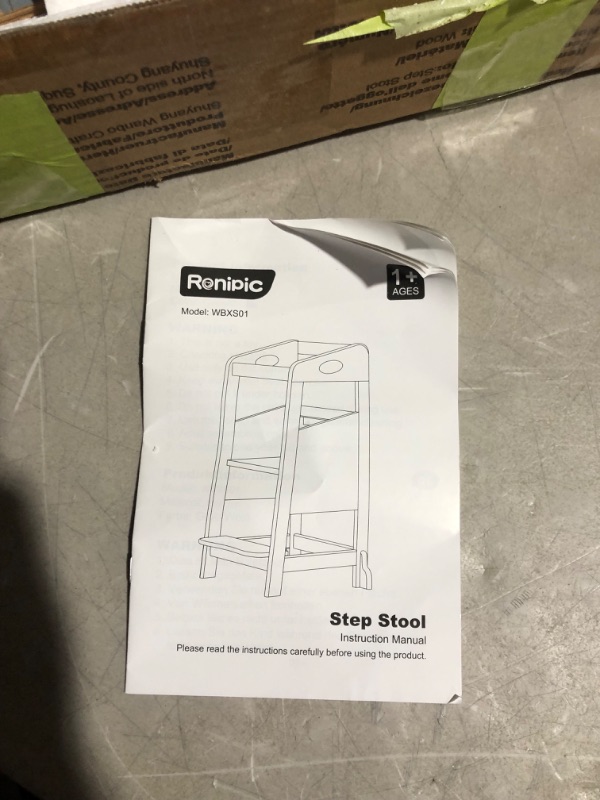 Photo 5 of ***NOT FUNCTIONAL - FOR PARTS ONLY - NONREFUNDABLE - SEE COMMENTS***
Toddler Kitchen Stool Helper, RONIPIC Toddler Standing Tower with Safety Rail, Wooden, Grey