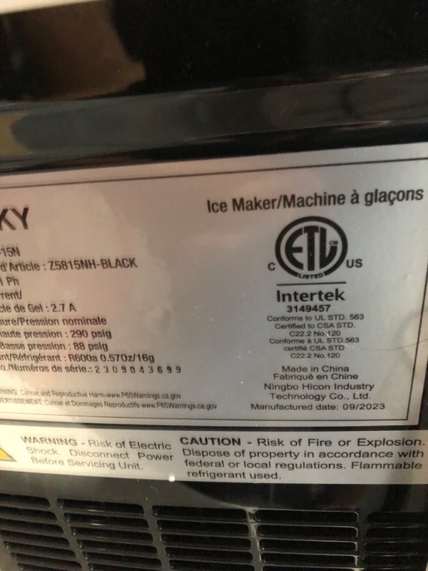 Photo 7 of *USED - SEE NOTES* Kndko Nugget Ice Maker Countertop,34lbs/Day,Portable Crushed Ice Machine,Self Cleaning with One-Click Design & Removable Top Cover,Soft Chewable Pebble Ice Maker for Home Bar Camping RV,Black Basic 33lbs/day with pebble ice Black 1