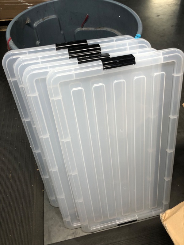 Photo 1 of *DAMAGED - SEE NOTES* Giant Plastic Storage Totes, Pack of 4