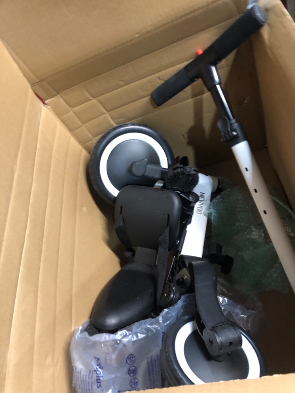 Photo 3 of *USED - SEE NOTES* newyoo Toddler Tricycle for 1-3 Year Olds, Toddler Bike, Perfect Birthday for Boys, Tricycle with Push Handle, Backrest & Safety Belt, Transform to Balance Bike, TR007, WHITE 