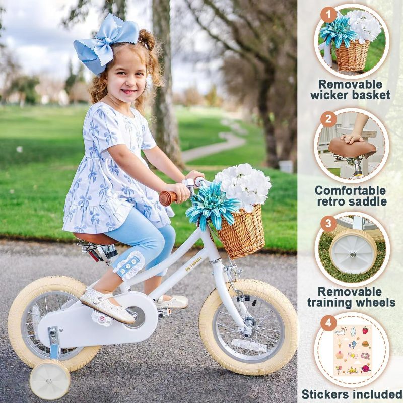 Photo 1 of *USED - SEE NOTES* Petimini Girls Bike with Basket for 2-12 Years Old Kids, 12 14 16 18 20 Inch Bicycle with Bell Training Wheels, Multiple Colors
