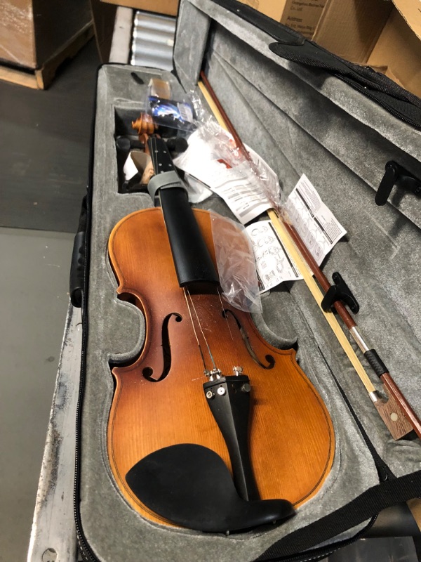 Photo 5 of *USED - SEE NOTES* Eastar 4/4 Full Size Violin Set Matte Fiddle for Beginners Adults with Hard Case, Rosin, Shoulder Rest, Bow, Tuner and Extra Strings (Imprinted Finger Guide on Fingerboard)?EVA-3