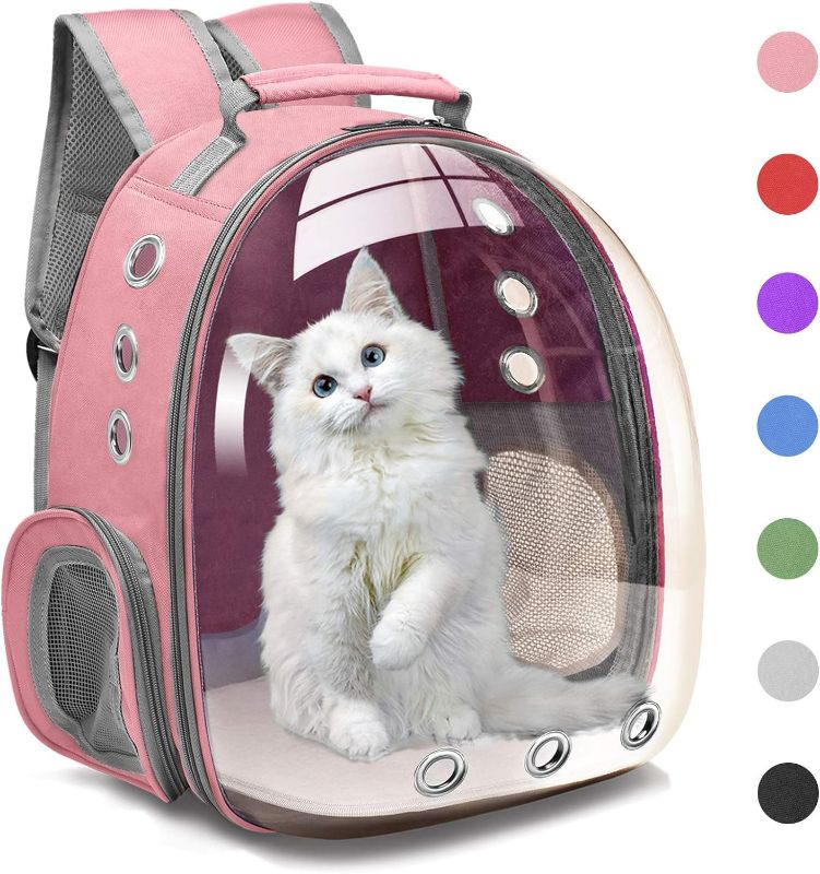 Photo 1 of *USED - SEE NOTES* Henkelion Cat Bubble Carrying Bag, Backpack Carrier for Small Medium Dogs Cats, Airline Approved Travel Space Capsule Pet Carrier Dog Hiking Backpack - Pink
