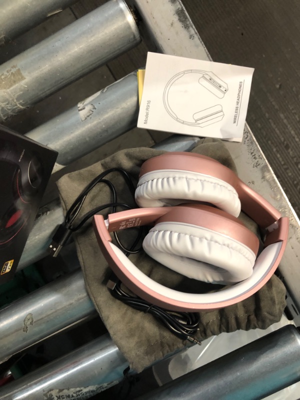 Photo 2 of *USED - SEE NOTES* Rydohi Bluetooth Headphones Over Ear, 68H Playtime and 3 EQ Music Modes Wireless Headphones with Microphone/Deep Bass, HiFi Stereo Foldable Lightweight Headset for PC Home Travel Office (Rose Gold)
