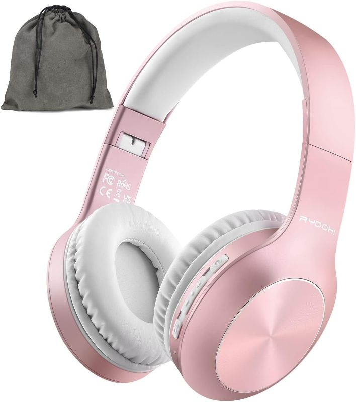 Photo 1 of *USED - SEE NOTES* Rydohi Bluetooth Headphones Over Ear, 68H Playtime and 3 EQ Music Modes Wireless Headphones with Microphone/Deep Bass, HiFi Stereo Foldable Lightweight Headset for PC Home Travel Office (Rose Gold)
