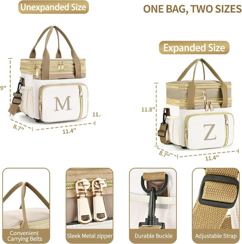 Photo 1 of *LETTER IS L, SEE PICTURES* LOKASS Personalized Lunch Bag for Women Work, 16L, Cooler Bag Beige - Initial Bag, Letter L
