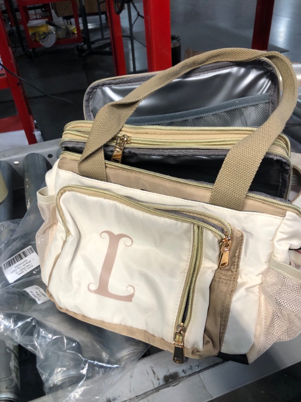 Photo 2 of *LETTER IS L, SEE PICTURES* LOKASS Personalized Lunch Bag for Women Work, 16L, Cooler Bag Beige - Initial Bag, Letter L
