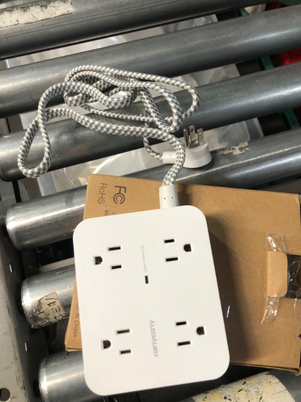 Photo 2 of *USED - LOOKS NEW* Surge Protector Power Strip, 8 Wide Outlets with 4 USB Charging Ports, 3 Side Outlet Extender with 5Ft Braided Extension Cord, Flat Plug, Wall Mount for Home Office Dorm Room Essentials, ETL Listed