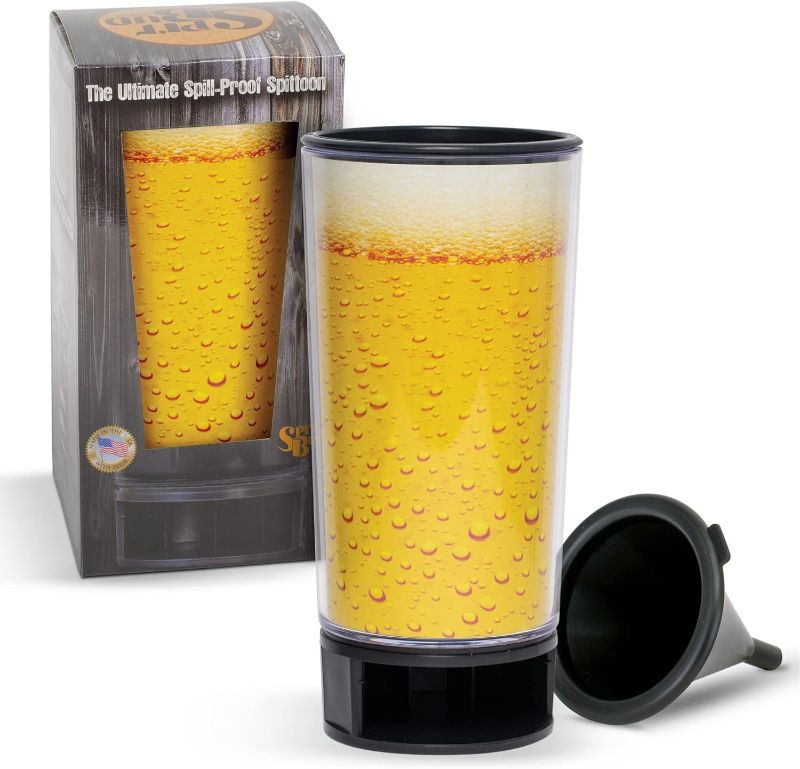 Photo 1 of *OUTER BOX DAMAGED* Beer Me! by Spit Bud - The Ultimate Spittoon for Chew - Portable Dip & Snuff Cup with Lid, Pop Tab, Spill-Proof Funnel, Can Cutter & Holder - Fit in Cup Holders - Holds 8oz - Made in USA
