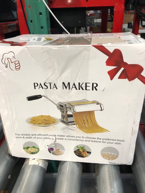 Photo 1 of *USED - SEE NOTES* Pasta Maker - Original Design - Noodle Roller Hand Press Machine w/Adjustable Thickness - Washable Aluminum Alloy Rollers & Cutters - Manual Kit Best for Spaghetti, Fettuccini & Lasagna Dough

