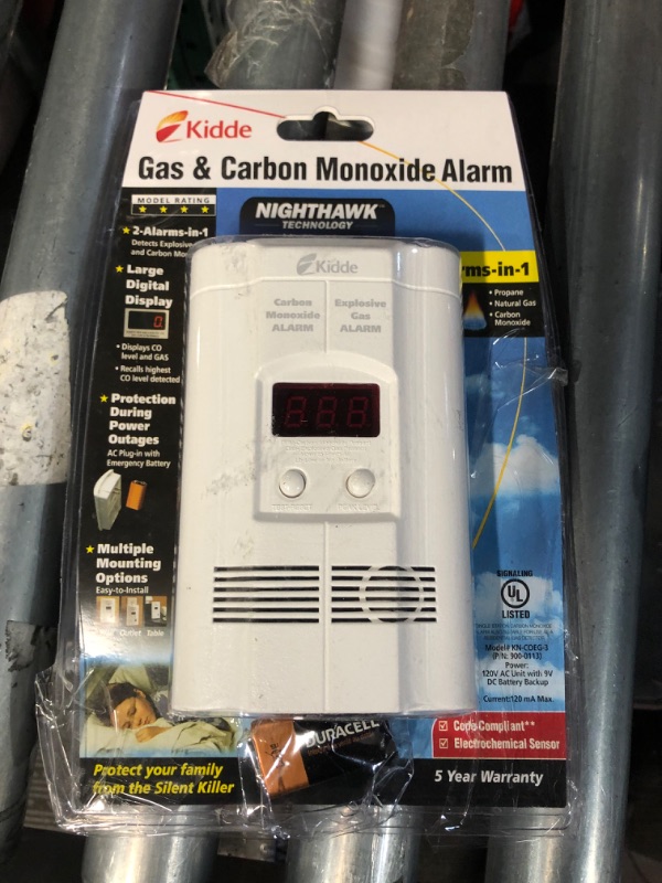 Photo 1 of *USED - SEE NOTES* Kidde Nighthawk Carbon Monoxide Detector & Propane, Natural, & Explosive Gas Detector, AC-Plug-In with Battery Backup, Digital Display , White Alarm