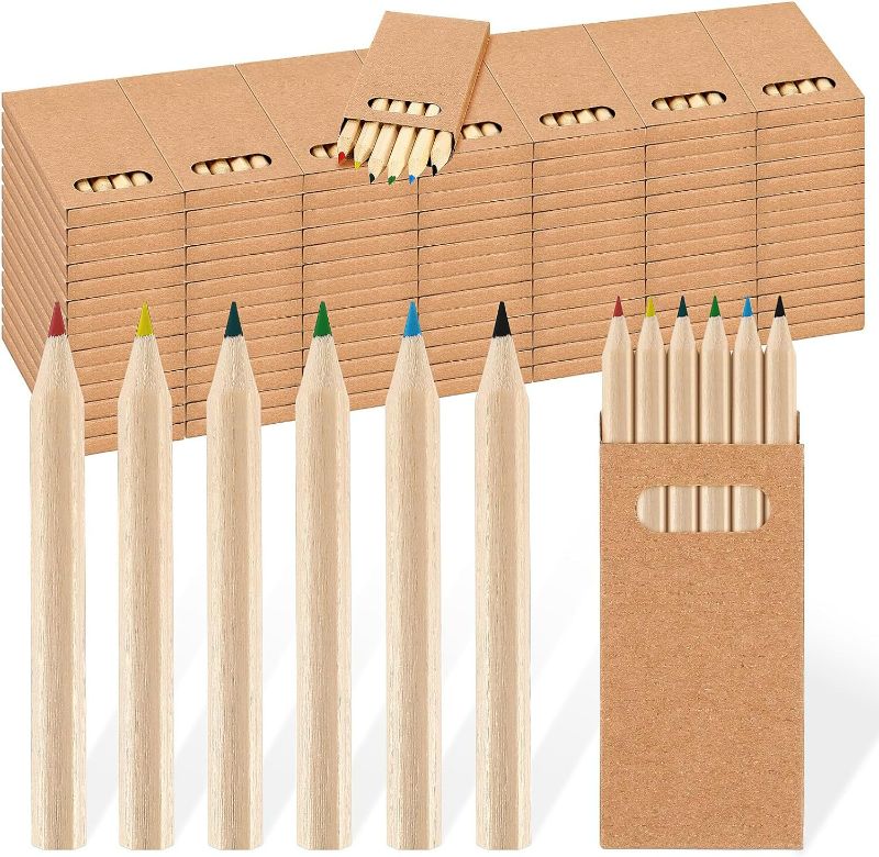 Photo 1 of *USED - SEE NOTES* Faccito 100 Packs Mini Drawing Colored Pencils for Kids 3.5 Inch Portable Short Fat 6 Different Color Pencils in Bulk Pre Sharpened Coloring Pencils for Children Painting Classroom School Supplies
