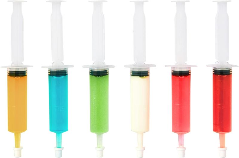 Photo 1 of 50 PACK 1.5 oz Halloween Jelly Syringes Shot, Medium Containers with Lids, Perfect for Plastic Shot Glasses or Jelly Cups, Great for Halloween Thanksgiving Christmas Party
