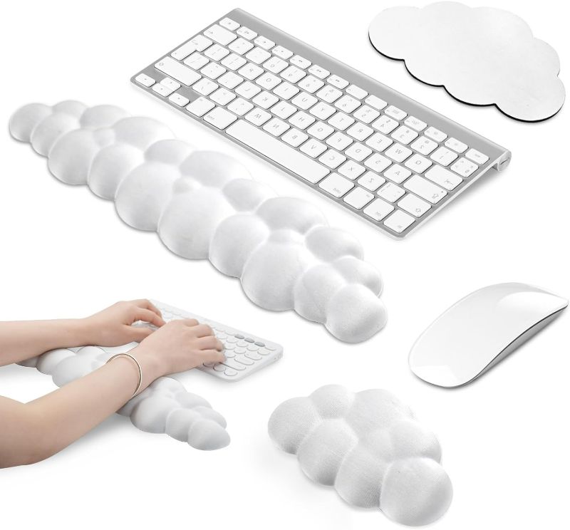 Photo 1 of Cloud Wrist Rest Keyboard, Leather Wrist Rest for Computer Keyboard, Gaming Wrist Rest Mousepad, Memory Foam Wrist Support Mouse Pad, Comfortable Office Computer Accessories
