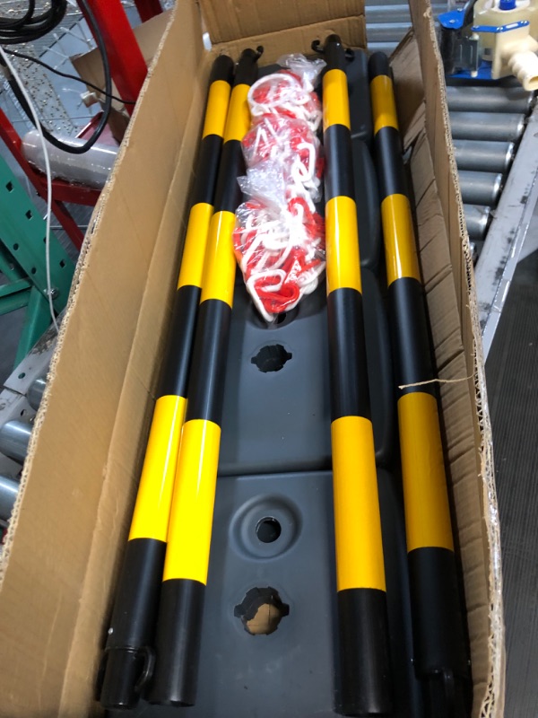 Photo 2 of 4 Packs 40" Traffic Delineator Post Cone with Fillable Base,Parking Chain Barrier Delineator Post with Base Traffic Cone Safety Cones for Parking Lot,Road,Consruction?Black & Yellow? Yellow & Black